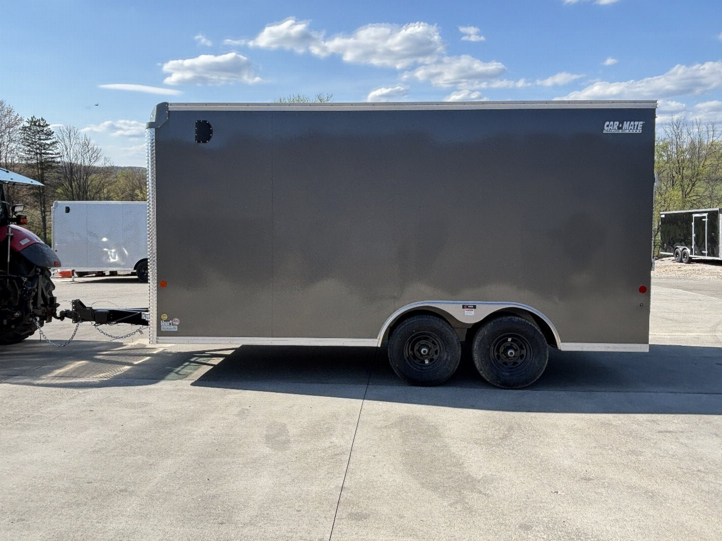 New 2025 Car Mate Trailers 8X 16 Custom Car Enclosed Trailer - Charcoal Gray W/ Ramp Door - 9990# GVWR