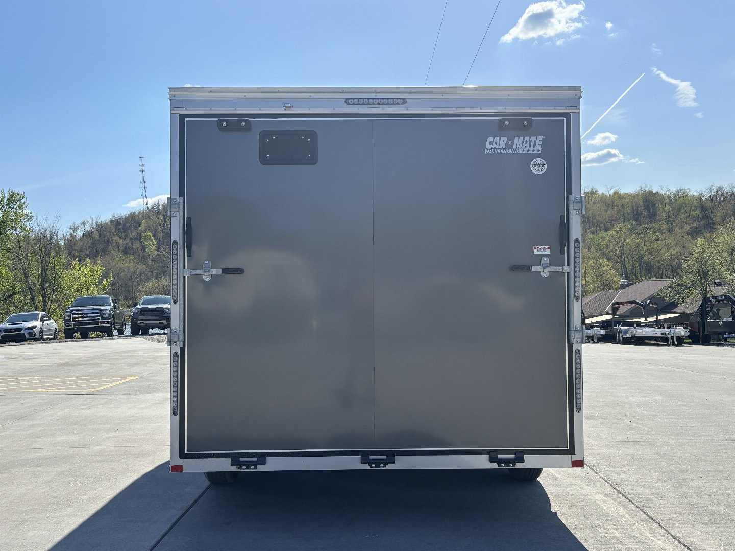 New 2025 Car Mate Trailers 8X 16 Custom Car Enclosed Trailer - Charcoal Gray W/ Ramp Door - 9990# GVWR