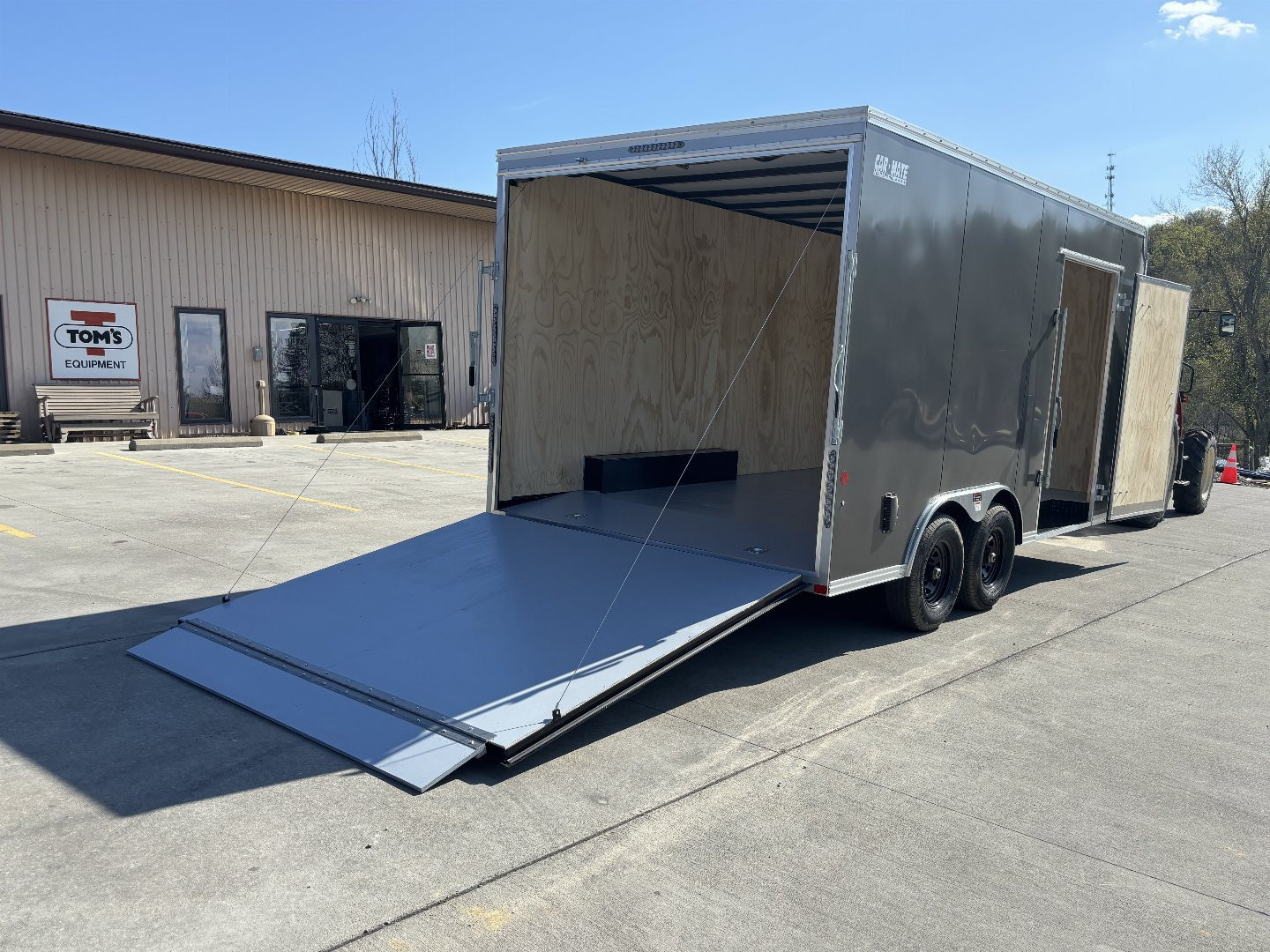 New 2025 Car Mate Trailers 8X 16 Custom Car Enclosed Trailer - Charcoal Gray W/ Ramp Door - 9990# GVWR