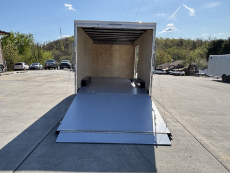 New 2025 Car Mate Trailers 8X 16 Custom Car Enclosed Trailer - Charcoal Gray W/ Ramp Door - 9990# GVWR