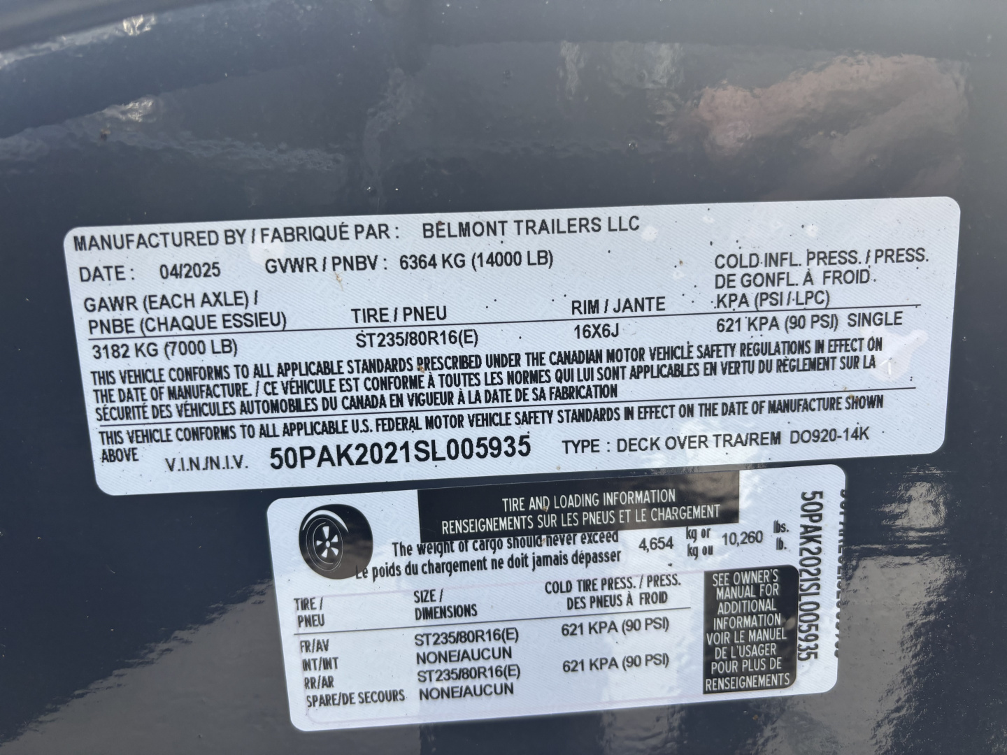 New 2025 Belmont Trailers 102"X20' Deckover HD Trailer - Charcoal Gray - 14,000# GVWR