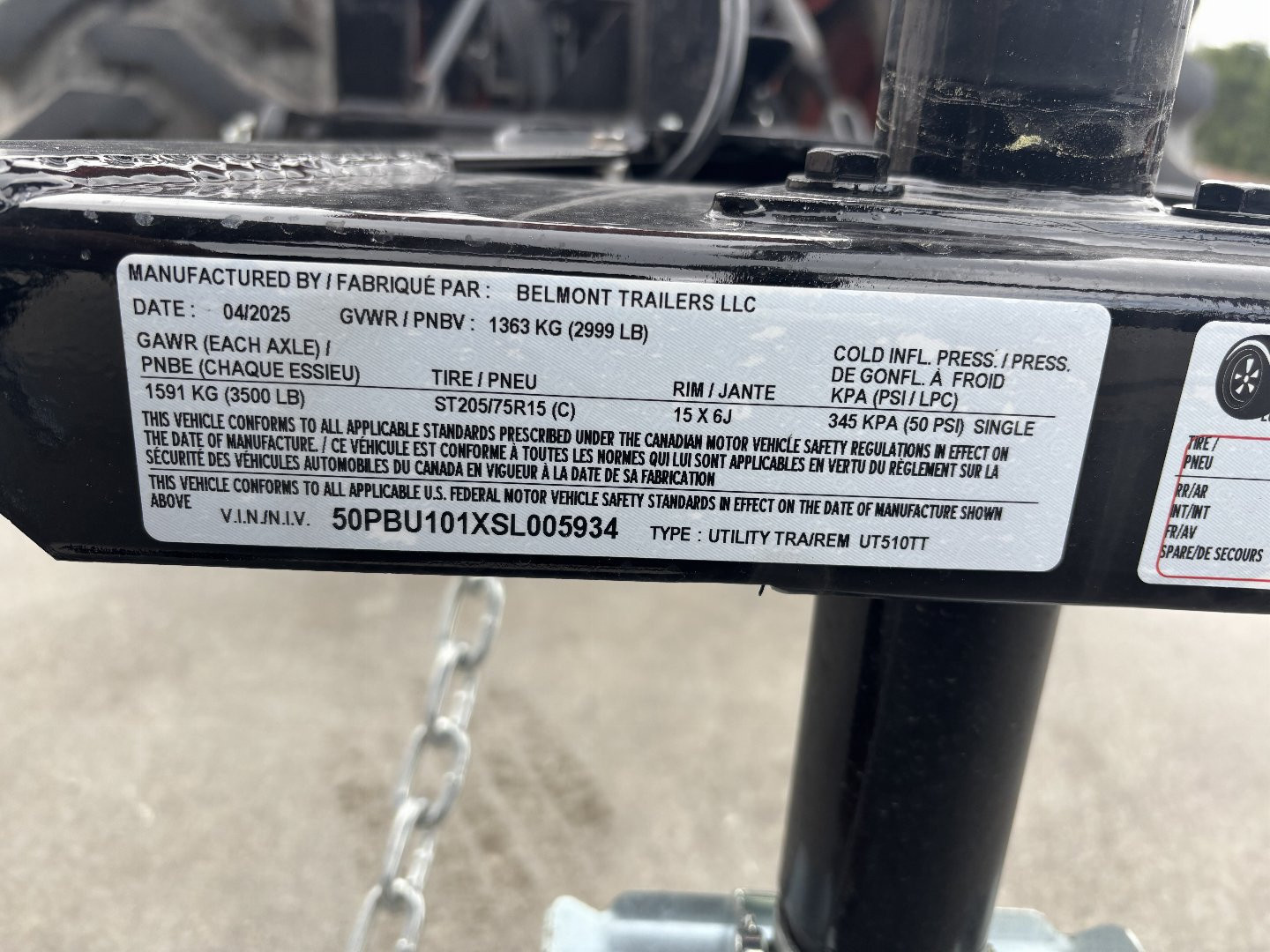 New 2025 Belmont Trailers 5'X 10' Utility Trailer - Black - 2999# GVWR