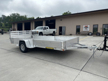 New 2026 Aluma Trailers 8114S-R-BT Utility Trailer W/ Side Load Ramps / 12  Solid Side Kit / Bi-Fold Ramp - 2990# GVWR