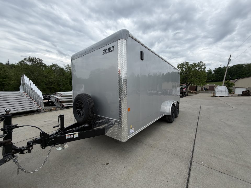 New 2026 Car Mate Trailers 7x18 Custom Cargo HD Enclosed Trailer - Silver Frost - (6" Extra Height - 16" O/C Cross Members) - w/ Ramp - 9990# GVWR