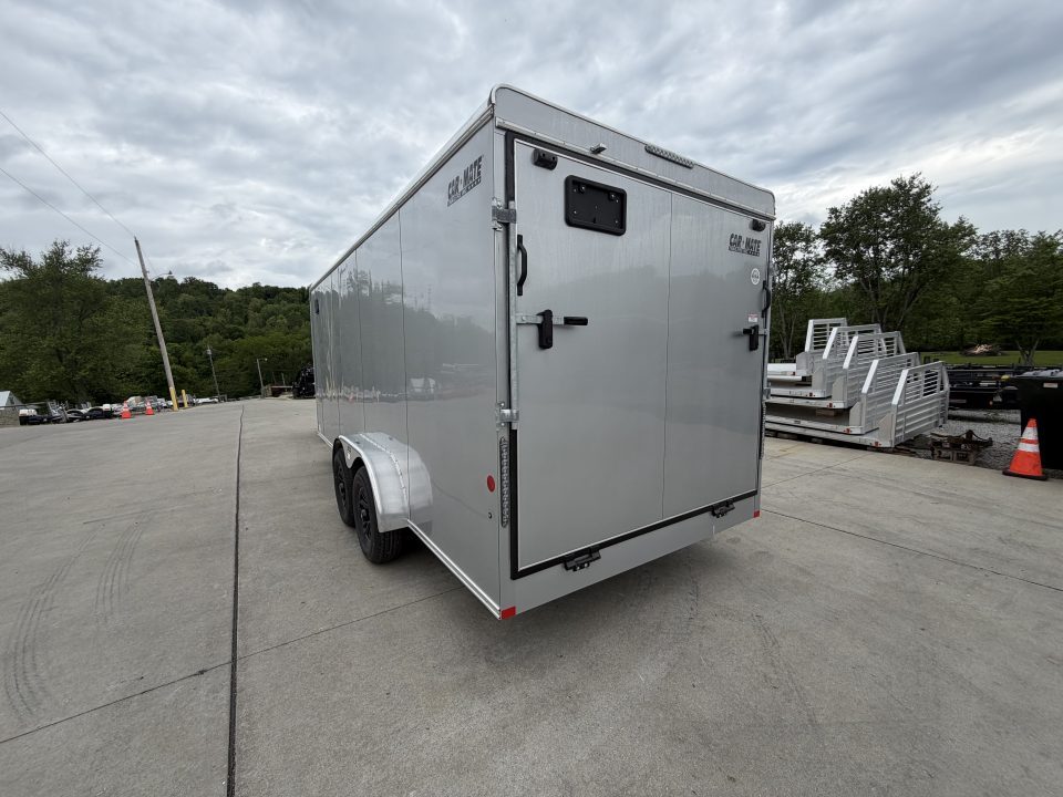 New 2026 Car Mate Trailers 7x18 Custom Cargo HD Enclosed Trailer - Silver Frost - (6" Extra Height - 16" O/C Cross Members) - w/ Ramp - 9990# GVWR