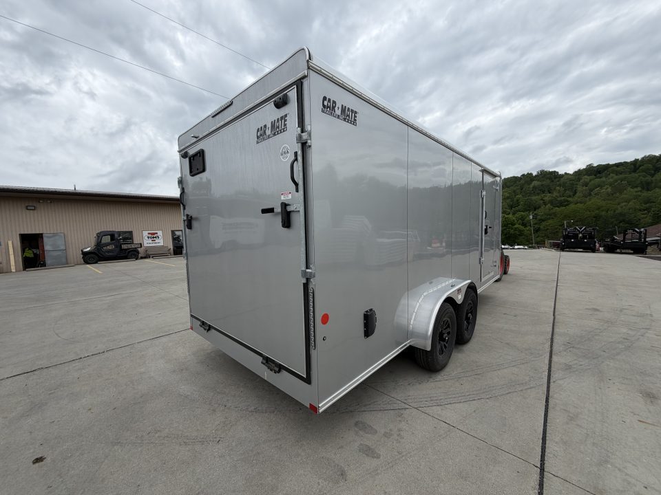 New 2026 Car Mate Trailers 7x18 Custom Cargo HD Enclosed Trailer - Silver Frost - (6" Extra Height - 16" O/C Cross Members) - w/ Ramp - 9990# GVWR