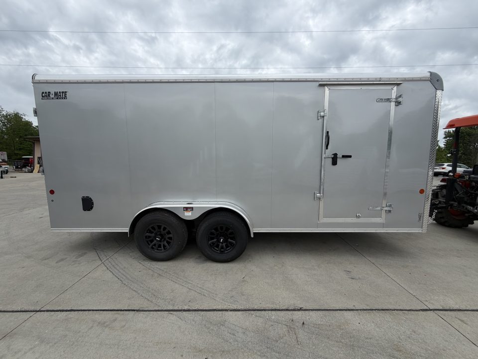 New 2026 Car Mate Trailers 7x18 Custom Cargo HD Enclosed Trailer - Silver Frost - (6" Extra Height - 16" O/C Cross Members) - w/ Ramp - 9990# GVWR
