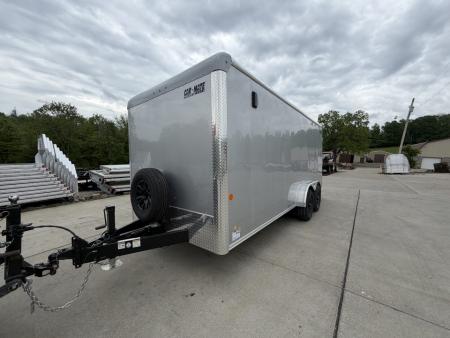 New 2026 Car Mate Trailers 7x18 Custom Cargo HD Enclosed Trailer - Silver Frost - (6" Extra Height - 16" O/C Cross Members) - w/ Ramp - 9990# GVWR