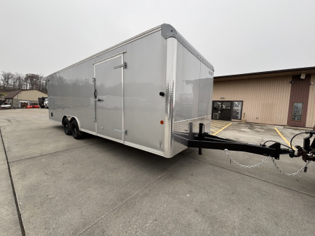 New 2026 Car Mate Trailers 8 1/2 X 24 C-CT Enclosed Custom Car Trailer - Silver Frost - Ramp - 9990# GVWR