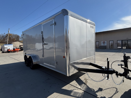 New 2026 Car Mate Trailers 7x16 Custom Cargo HD Enclosed Trailer - Silver Frost W/ Ramp Door (6  extra height)- 7000# GVWR