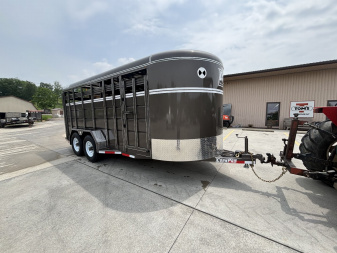 New ***COMING END OF SEPTEMBER*** 2026 Corn Pro Trailers Stock Trailer (Model SB-18 7S) - Charcoal Gray - w/ Sliding Center Gate - 12,000#GVWR