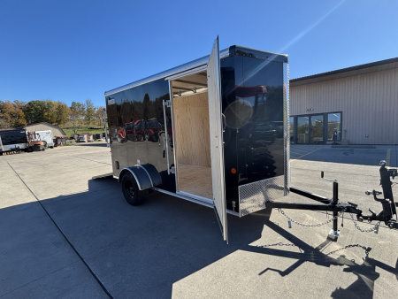 New 2025 Car Mate Trailers 612ECV (V-Nose) Enclosed Trailer - Black w/ Ramp - 2990# GVWR