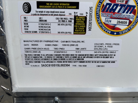 New 2025 Car Mate Trailers 6x10 Sportster Enclosed Trailer - Crystal White w/ Ramp - 2990# GVWR