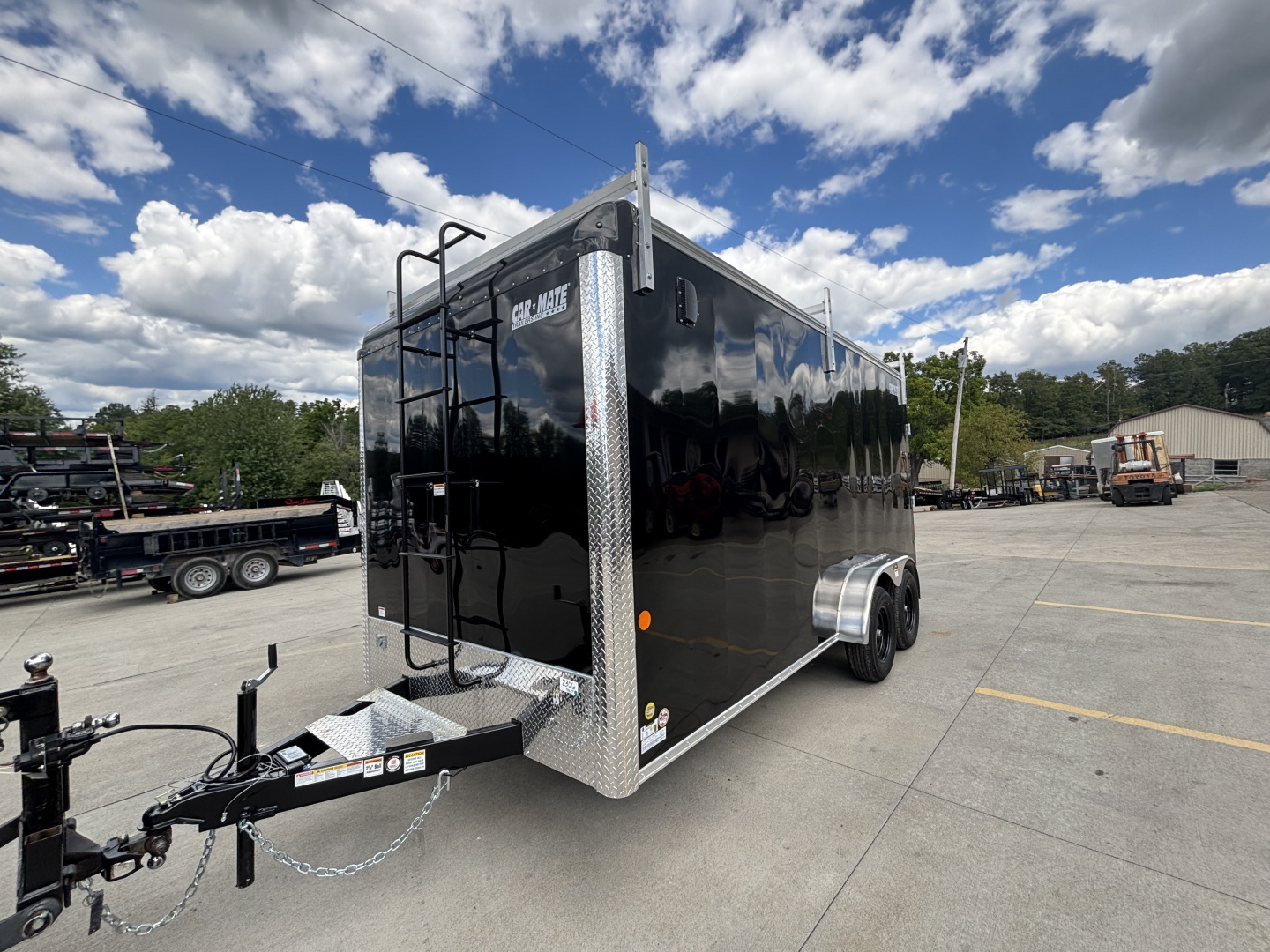 New 2025 Car Mate Trailers 7X16 Custom Cargo HD Enclosed Trailer - Contractor Package (w/ Ladder & Ladder racks) - Black w/ Ramp - 7000# GVWR
