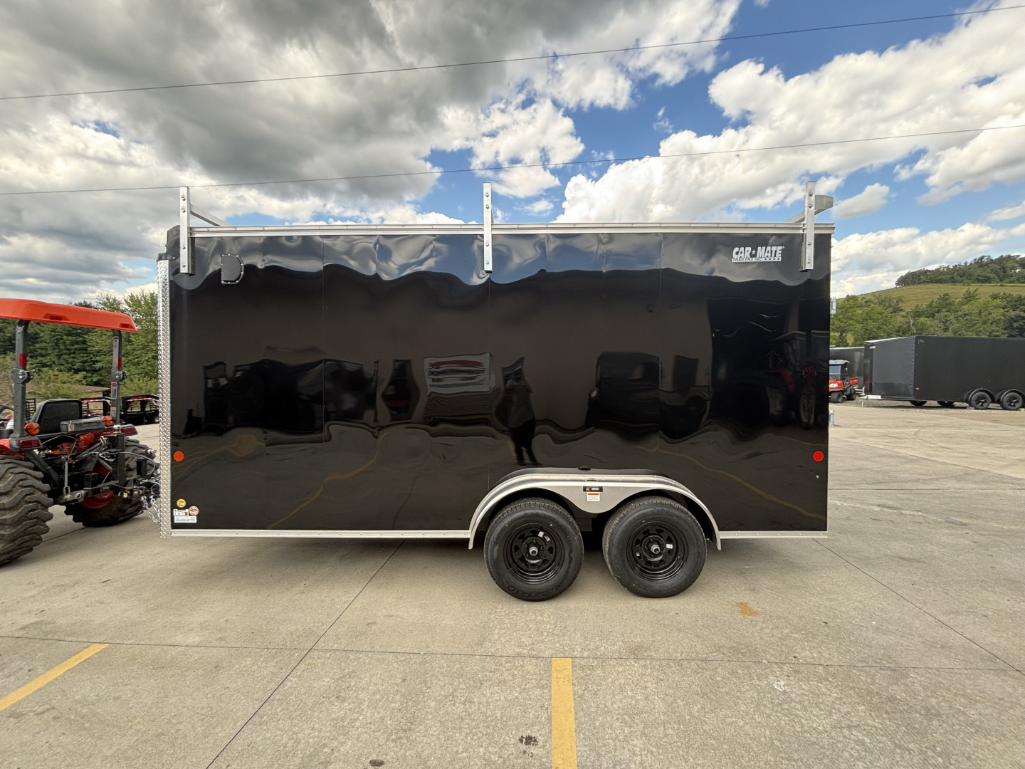 New 2025 Car Mate Trailers 7X16 Custom Cargo HD Enclosed Trailer - Contractor Package (w/ Ladder & Ladder racks) - Black w/ Ramp - 7000# GVWR
