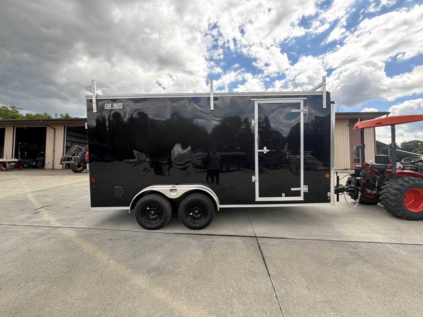 New 2025 Car Mate Trailers 7X16 Custom Cargo HD Enclosed Trailer - Contractor Package (w/ Ladder & Ladder racks) - Black w/ Ramp - 7000# GVWR