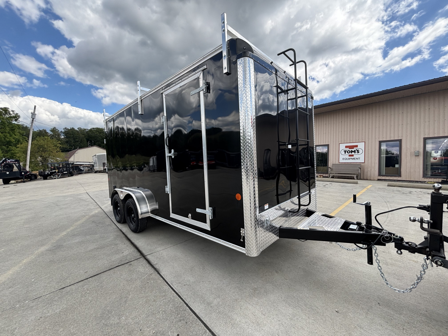 New 2025 Car Mate Trailers 7X16 Custom Cargo HD Enclosed Trailer - Contractor Package (w/ Ladder & Ladder racks) - Black w/ Ramp - 7000# GVWR