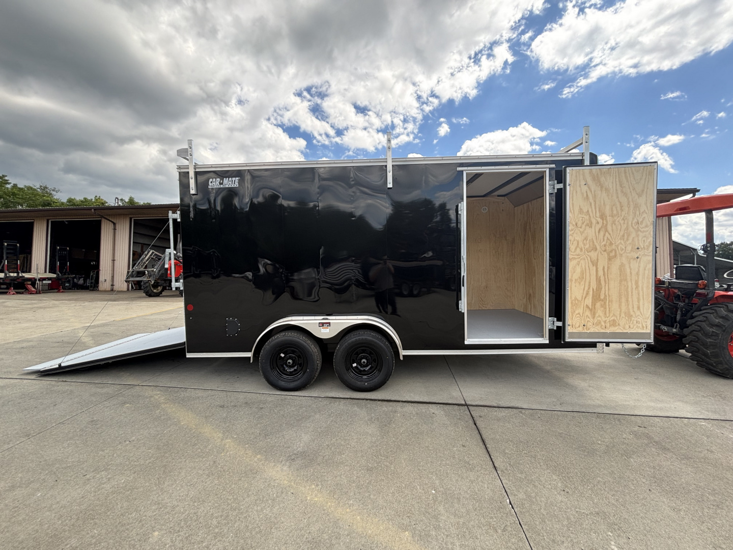 New 2025 Car Mate Trailers 7X16 Custom Cargo HD Enclosed Trailer - Contractor Package (w/ Ladder & Ladder racks) - Black w/ Ramp - 7000# GVWR