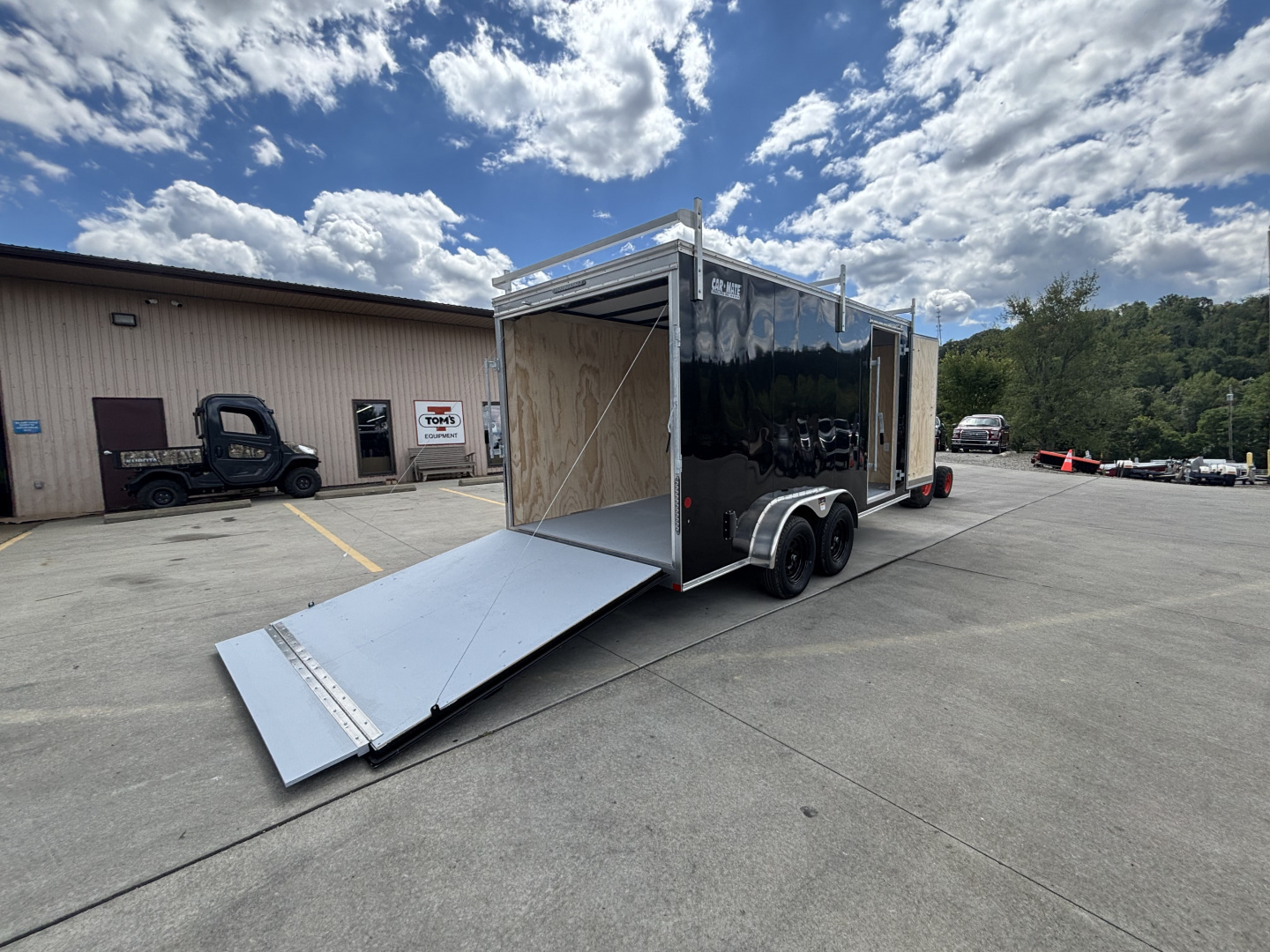 New 2025 Car Mate Trailers 7X16 Custom Cargo HD Enclosed Trailer - Contractor Package (w/ Ladder & Ladder racks) - Black w/ Ramp - 7000# GVWR