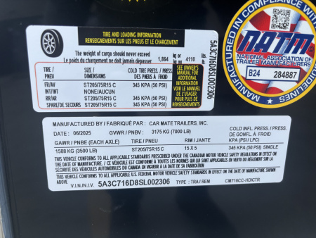 New 2025 Car Mate Trailers 7X16 Custom Cargo HD Enclosed Trailer - Contractor Package (w/ Ladder & Ladder racks) - Black w/ Ramp - 7000# GVWR