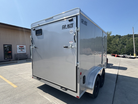 New 2025 Car Mate Trailers 7x12 Custom Cargo HD Enclosed Trailer - Silver Frost w/ Ramp - 6" Additional Height - 7000# GVWR