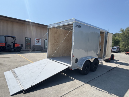 New 2025 Car Mate Trailers 7x12 Custom Cargo HD Enclosed Trailer - Silver Frost w/ Ramp - 6" Additional Height - 7000# GVWR