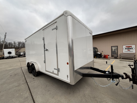 New 2026 Car Mate Trailers 7.5x16 Custom Cargo HD Enclosed Trailer - Crystal White W/ Ramp 12  Extra Height - 7000# GVWR