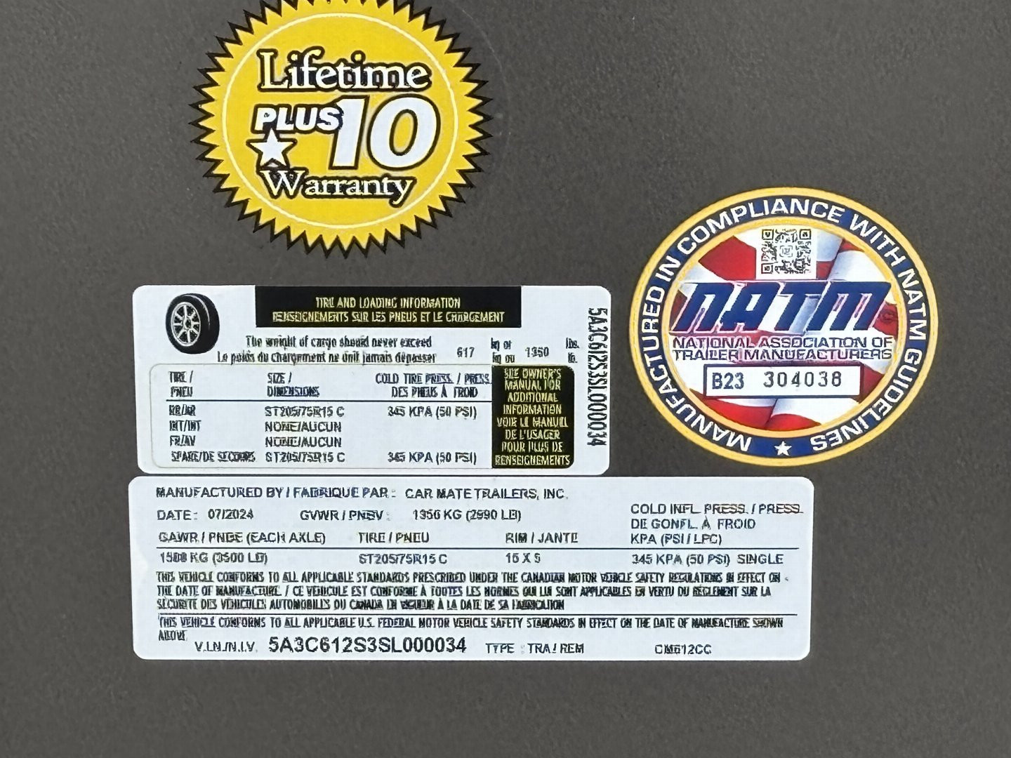 New 2025 Car Mate Trailers 6X12 Custom Cargo Enclosed Trailer - Charcoal Gray W/ Ramp Door - 2990# GVWR