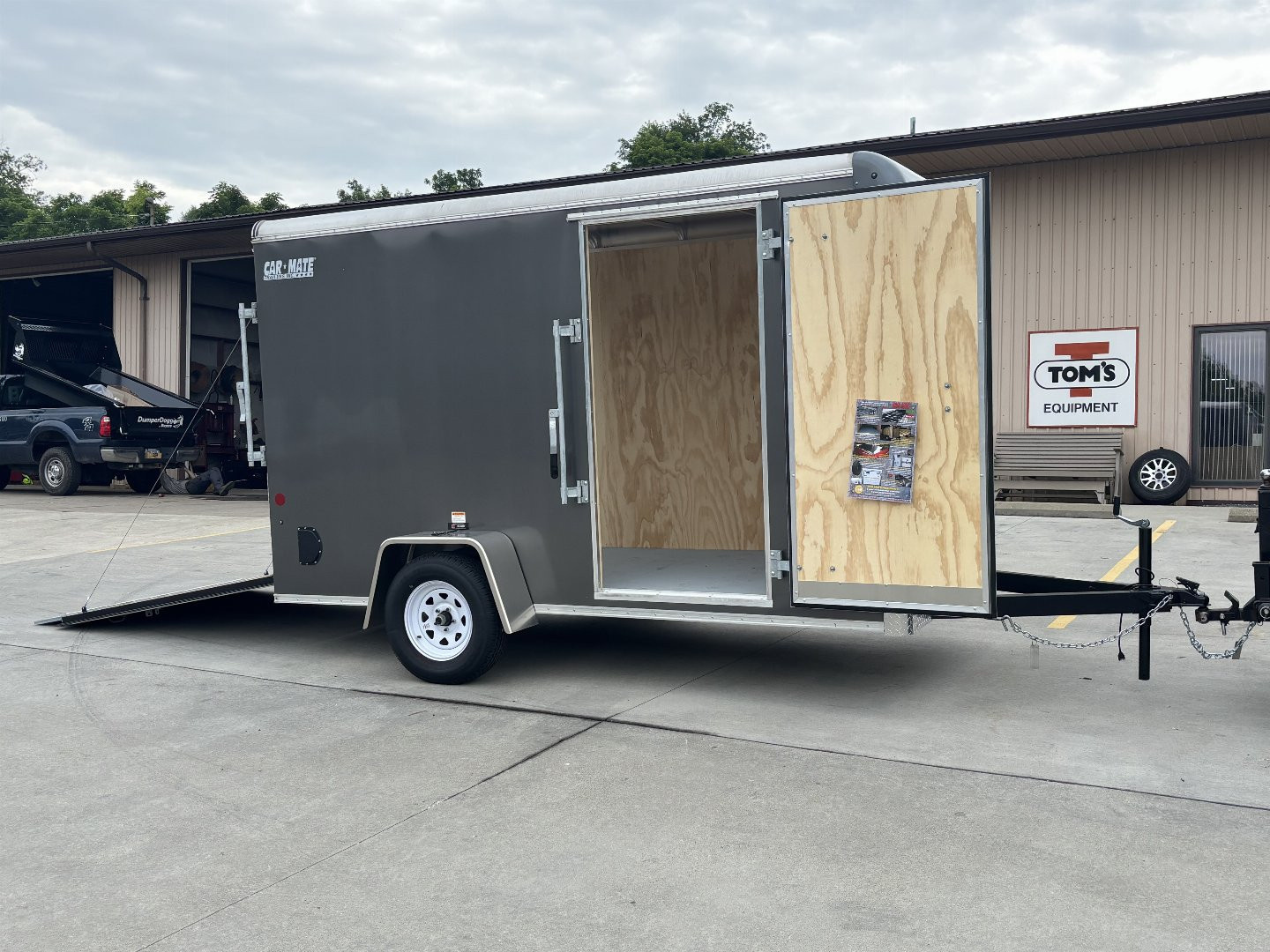 New 2025 Car Mate Trailers 6X12 Custom Cargo Enclosed Trailer - Charcoal Gray W/ Ramp Door - 2990# GVWR
