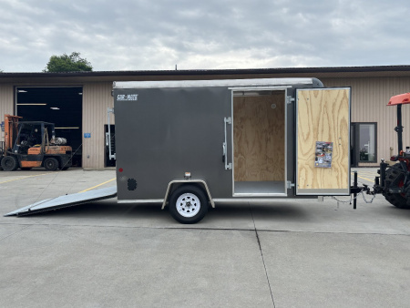 New 2025 Car Mate Trailers 6X12 Custom Cargo Enclosed Trailer - Charcoal Gray W/ Ramp Door - 2990# GVWR