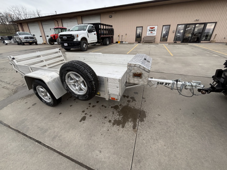Used 2025 USED Aluma Trailers 548 Aluminum Utility Trailer W / Bi-Fold Ramp - 12  Side Kit - Matching Aluminum Spare - Tool Box - 2000# GVWR