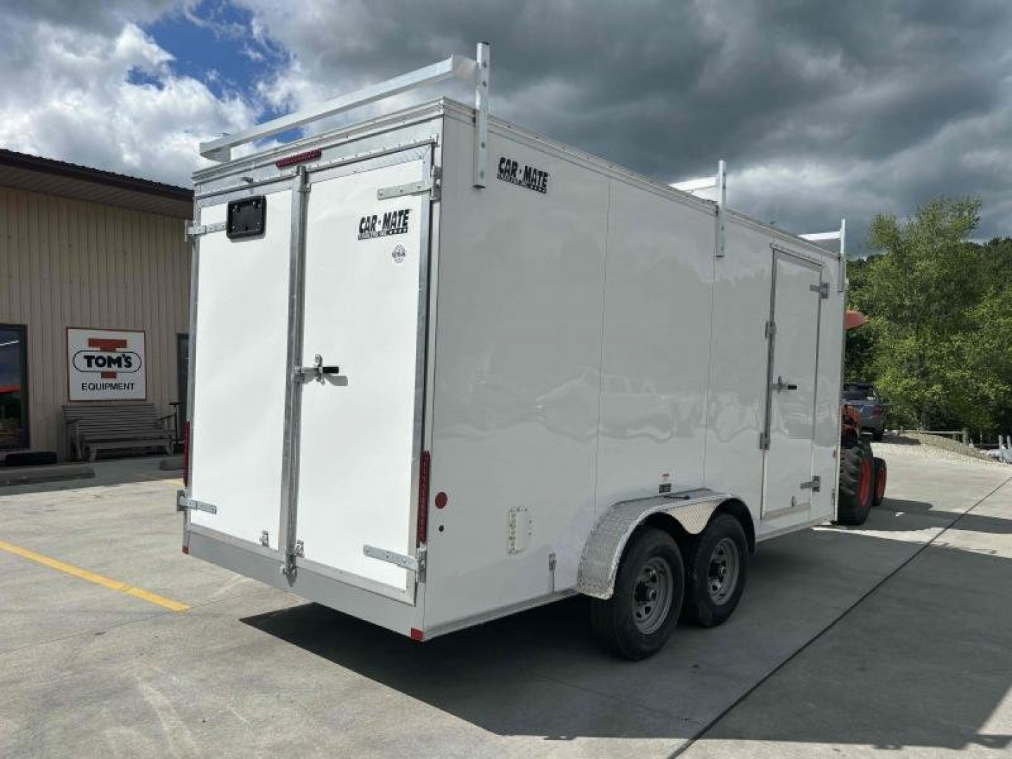 New 2024 Car Mate Trailers 7X14 Custom Cargo HD Enclosed Trailer - Contractor Package - Crystal White W/ Barn Doors - 7000# GVWR