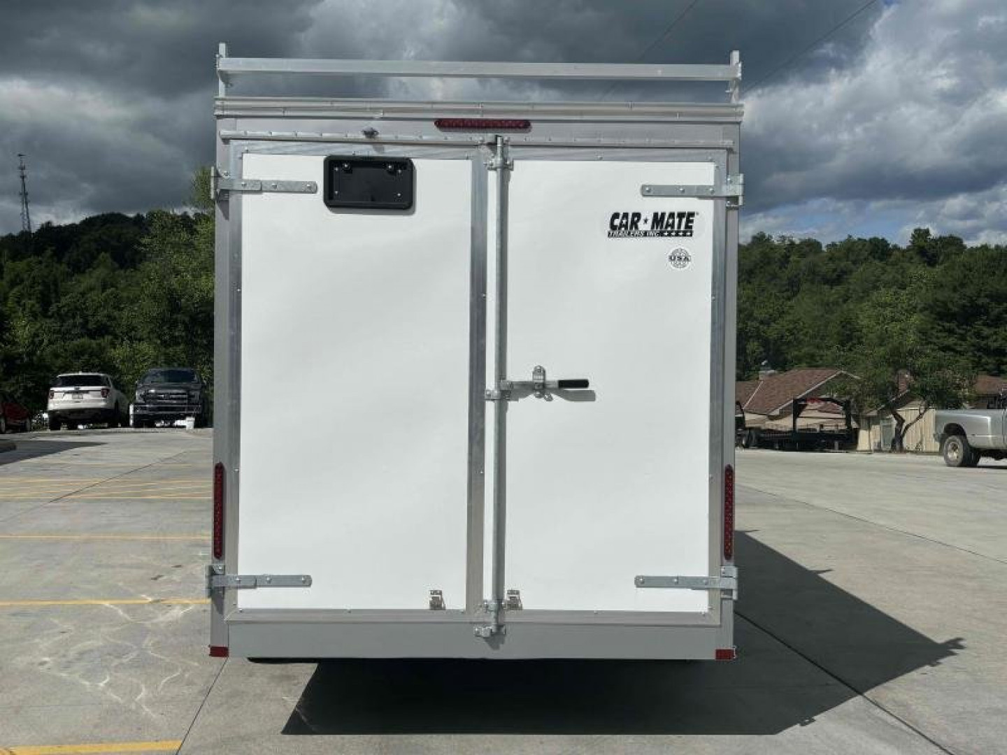 New 2024 Car Mate Trailers 7X14 Custom Cargo HD Enclosed Trailer - Contractor Package - Crystal White W/ Barn Doors - 7000# GVWR