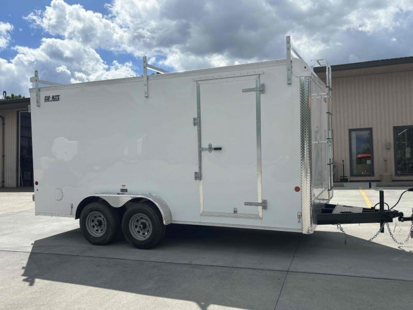 New 2024 Car Mate Trailers 7X14 Custom Cargo HD Enclosed Trailer - Contractor Package - Crystal White W/ Barn Doors - 7000# GVWR