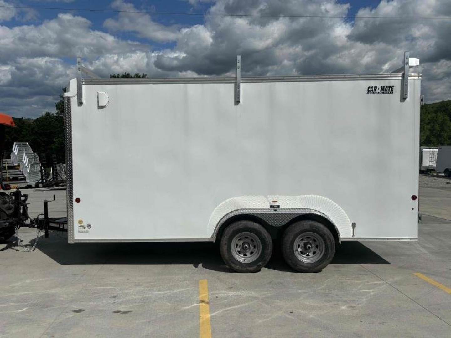 New 2024 Car Mate Trailers 7X14 Custom Cargo HD Enclosed Trailer - Contractor Package - Crystal White W/ Barn Doors - 7000# GVWR