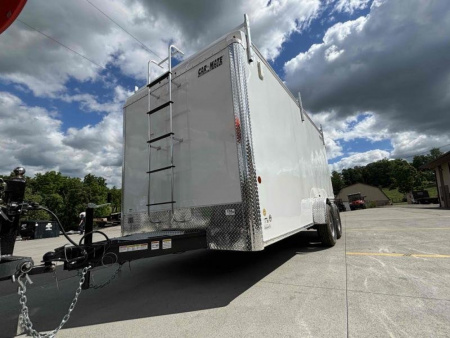 New 2024 Car Mate Trailers 7X14 Custom Cargo HD Enclosed Trailer - Contractor Package - Crystal White W/ Barn Doors - 7000# GVWR