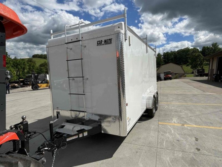 New 2024 Car Mate Trailers 7X14 Custom Cargo HD Enclosed Trailer - Contractor Package - Crystal White W/ Barn Doors - 7000# GVWR