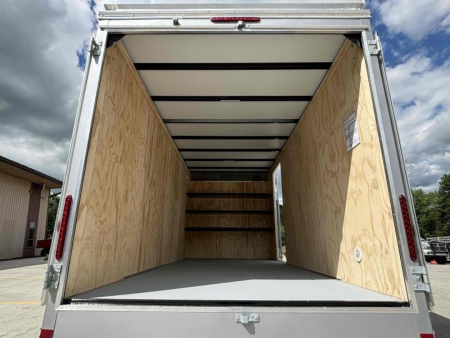 New 2024 Car Mate Trailers 7X14 Custom Cargo HD Enclosed Trailer - Contractor Package - Crystal White W/ Barn Doors - 7000# GVWR