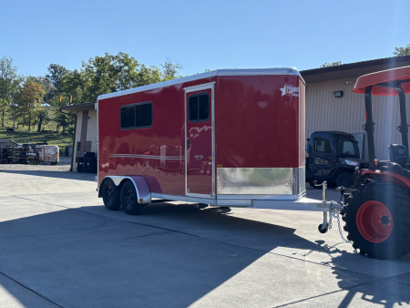New 2026 FRONTIER TRAILERS STRIDER SERIES Lite 3-H - 3-HORSE BUMPER PULL 6 8 x16' - RED/SILVER - 7000# GVWR