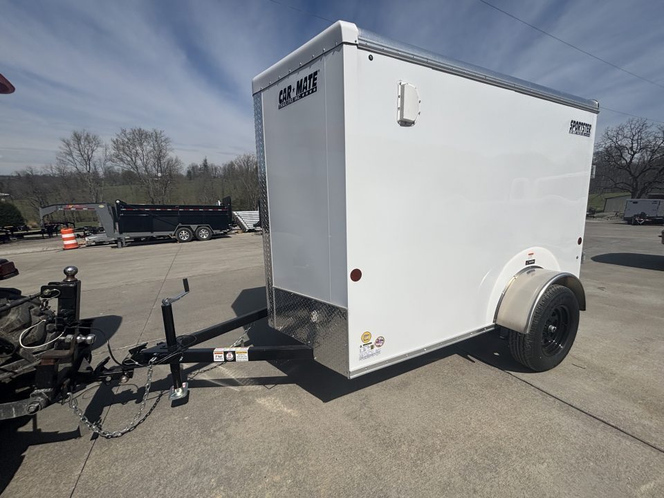 New 2026 Car Mate Trailers 5X8 V-Sport Enclosed Trailer - Crystal White W/ Ramp Door - 2990# GVWR