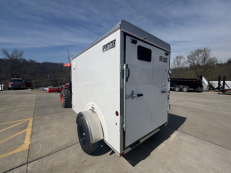 New 2026 Car Mate Trailers 5X8 V-Sport Enclosed Trailer - Crystal White W/ Ramp Door - 2990# GVWR