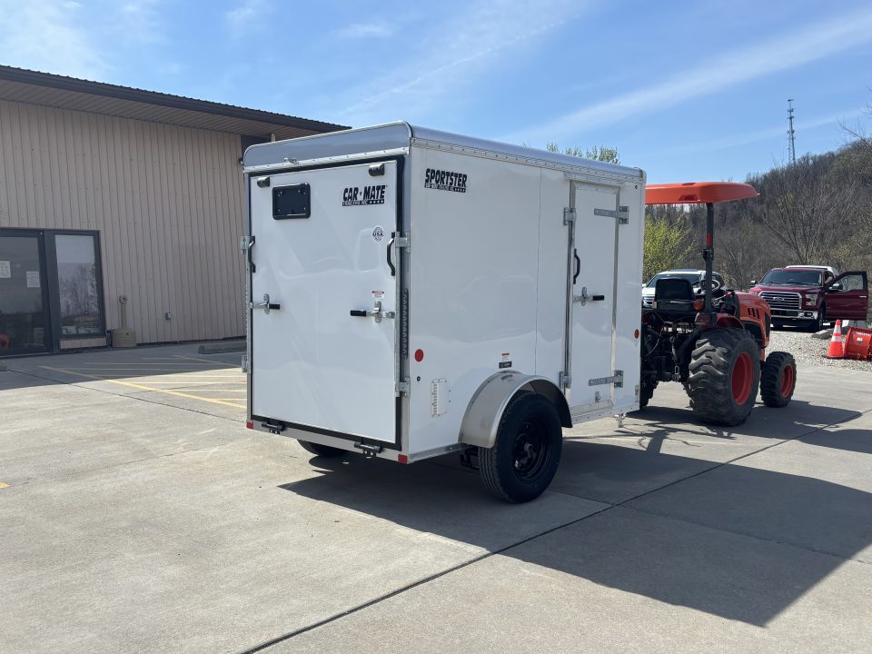 New 2026 Car Mate Trailers 5X8 V-Sport Enclosed Trailer - Crystal White W/ Ramp Door - 2990# GVWR