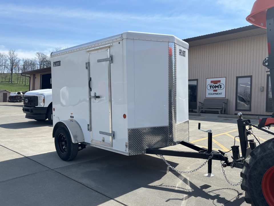 New 2026 Car Mate Trailers 5X8 V-Sport Enclosed Trailer - Crystal White W/ Ramp Door - 2990# GVWR