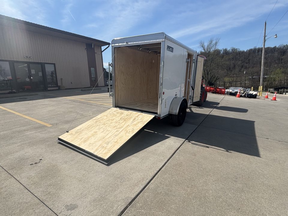 New 2026 Car Mate Trailers 5X8 V-Sport Enclosed Trailer - Crystal White W/ Ramp Door - 2990# GVWR