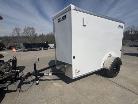 New 2026 Car Mate Trailers 5X8 V-Sport Enclosed Trailer - Crystal White W/ Ramp Door - 2990# GVWR