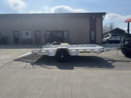 New 2026 Aluma Trailers 7712 H Aluminum Utility Trailer W/ Ramp (Silver Aluminum Wheels - Black shown in pic)- 2990# GVWR