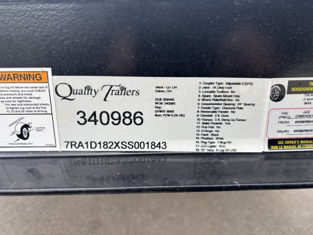 New 2025 Quality Trailers 16' (14' + 2' Dovetail) General Duty Equipment Hauler - 9990# GVWR