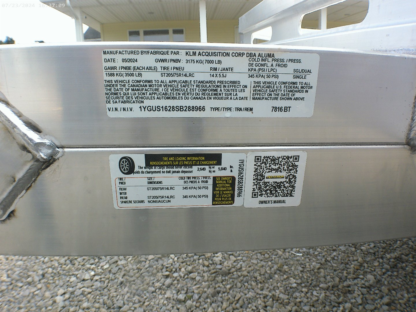 New 2025 Aluma 7816BT Utility Trailer