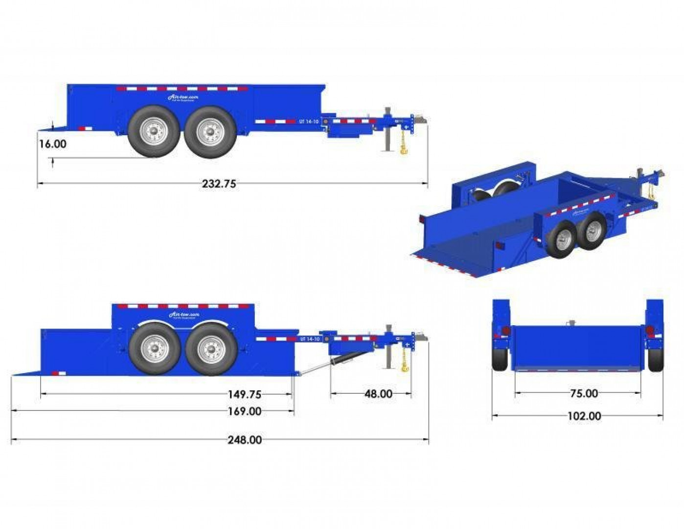 New 2024 Air Tow 75"X14' HYDRAULIC DROP DECK UTILITY BED TRAILER Specialty Trailer