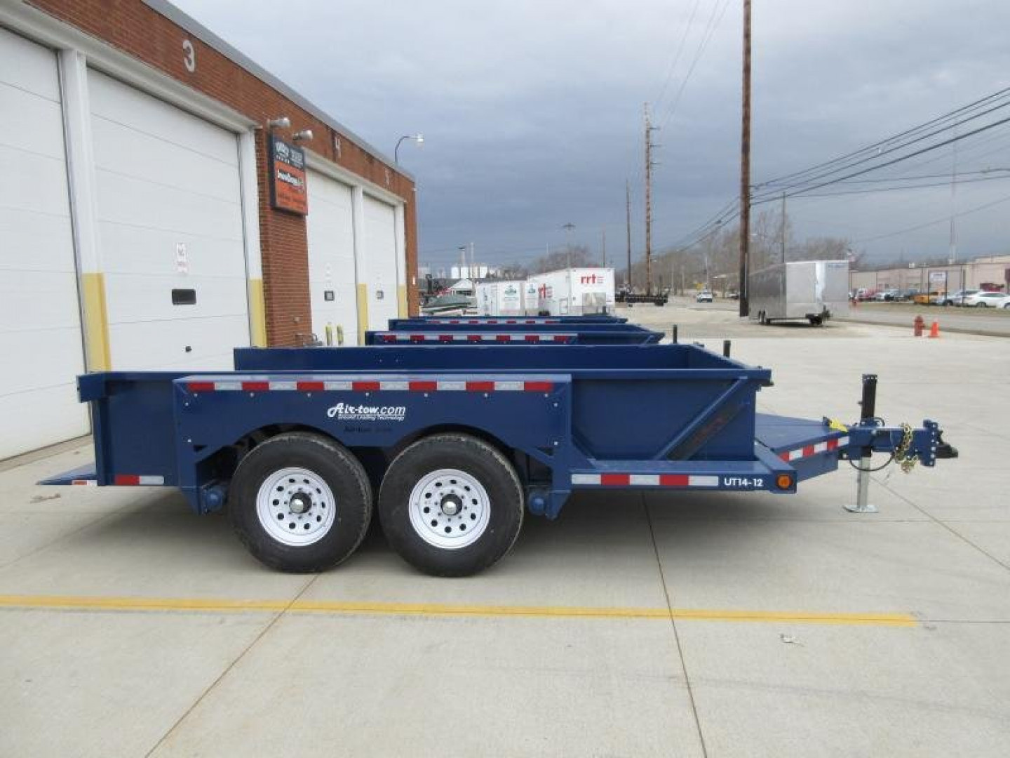 New 2024 Air Tow 75"X14' HYDRAULIC DROP DECK UTILITY BED TRAILER Equipment Trailer